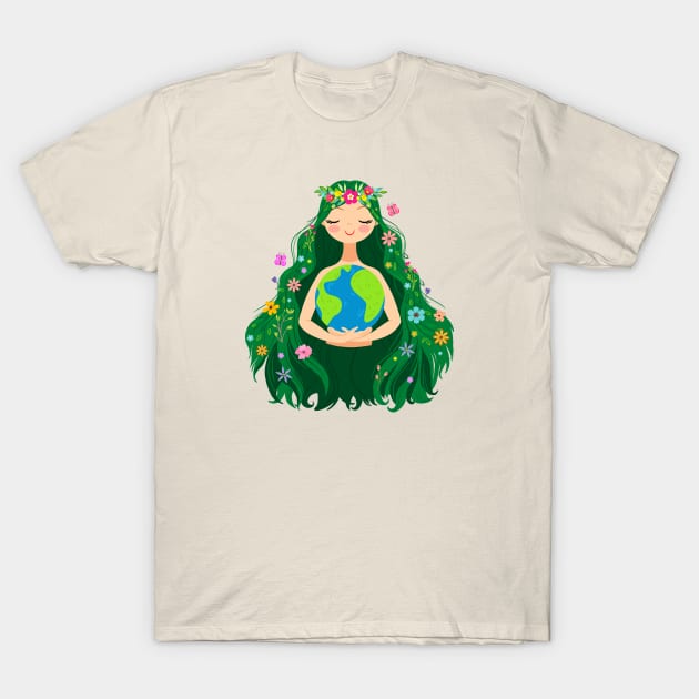 Beautiful Flowing Flower Earth Mother Figure T-Shirt by LittleBunnySunshine